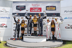 GS Podium: Race winners #15 Multimatic Motorsports Ford Mustang Boss 302R: Scott Maxwell, Billy Johnson, #158 Multimatic Motorsports Ford Mustang Boss 302R: Jade Buford, Austin Cindric and #14 Doran Racing Nissan 370Z: B.J. Zacharias, Brad Jaeger