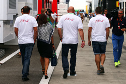 The family of Jules Bianchi in the paddock,: Tom, Philippe and Christine Bianchi - brother, father and mother