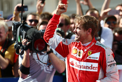 El ganador, Sebastian Vettel, Ferrari