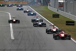 Emil Bernstorff, Arden International leads Esteban Ocon, ART Grand Prix & Jimmy Eriksson, Koiranen GP