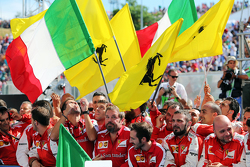 Ferrari celebrate at parc ferme