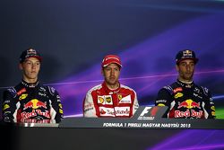 Пресс-конференция FIA после гонки: Даниил Квят, Red Bull Racing, второе место; Себастьян Феттель, Fe
