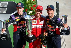 Podium: winner Sebastian Vettel, Ferrari, second place Daniil Kvyat, Red Bull Racing, third place Daniel Ricciardo, Red Bull Racing