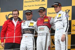 Podium : le vainqueur Edoardo Mortara, Audi Sport Team Abt, le deuxième, Pascal Wehrlein, HWA AG Mercedes, et le troisième, Paul di Resta, HWA AG Mercedes