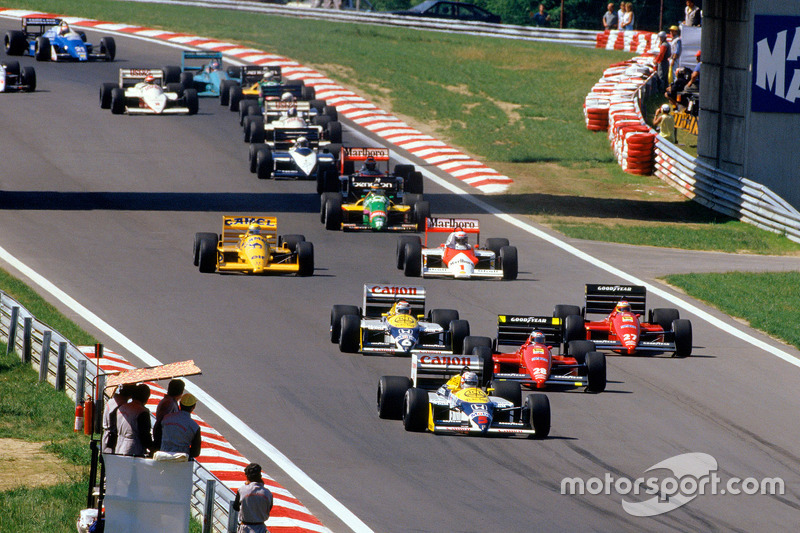 Start: Nigel Mansell, Williams aan de leiding