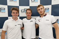 Second place Oliver Rowland, MP Motorsport and polesitter Stoffel Vandoorne, ART Grand Prix and third place Sergey Sirotkin, Rapax