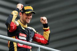 Romain Grosjean, Lotus F1 Team viert derde plaats op het podium