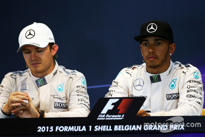 The FIA Press Conference,: Nico Rosberg, Mercedes AMG F1 with team mate Lewis Hamilton, Mercedes AMG