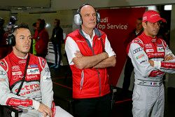 Dr. Wolfgang Ullrich, head of Audi Sport with Benoit Tréluyer and Andre Lotterer, Audi Sport Team Joest