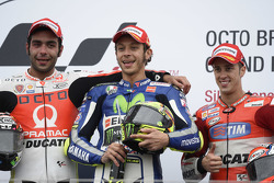 Podio: secondo posto Danilo Petrucci, Pramac Racing Ducati, il vincitore Valentino Rossi, Yamaha Factory Racing e terzo posto Andrea Dovizioso, Ducati Team