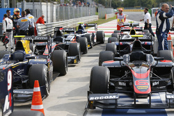GP2 cars in parc ferme