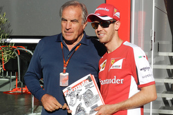 Giorgio Piola, Motorsport.com Formula 1 technical analyst, with Sebastian Vettel, Ferrari