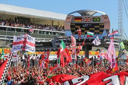 Sebastian Vettel, Ferrari fête sa deuxième place sur le podium