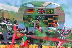 (L to R): Felipe Massa, Williams celebrates his third position on the podium with second placed Sebastian Vettel, Ferrari