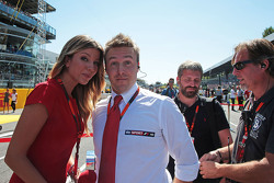 Federica Masolin, Presentatrice Sky F1 Italia con Davide Valsecchi, Presentatore Sky F1 Italia sulla griglia di partenza