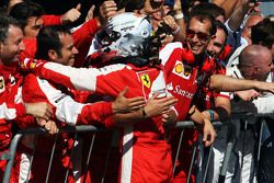 Sebastian Vettel, Ferrari celebrates his second position in parc ferme