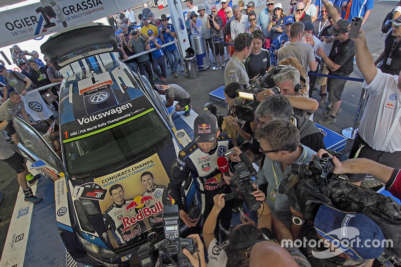 Winners and 2015 WRC champions Sébastien Ogier and Julien Ingrassia, Volkswagen Polo WRC, Volkswagen