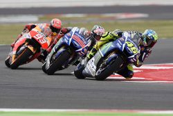 Valentino Rossi et Jorge Lorenzo, Yamaha Factory Racing, et Marc Marquez, Repsol Honda Team