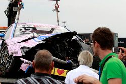 The car of Lucas Auer, ART Grand Prix Mercedes-AMG C63 DTM after the crash