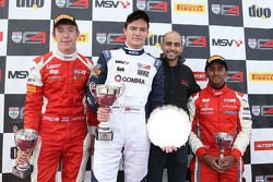 Podium race 2: winner Will Palmer, HHC Motorsport, second place Jack Bartholomew, Lanan Racing third place Ameya Vaidyanathan, Hillspeed