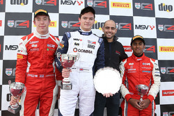 Podium race 2: winner Will Palmer, HHC Motorsport, second place Jack Bartholomew, Lanan Racing third place Ameya Vaidyanathan, Hillspeed