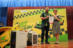Darryl O'Young visits a secondary school to promote Race to Win