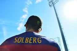 Petter Solberg, SDRX Citroën DS3 RX avec un maillot du FC Barcelone