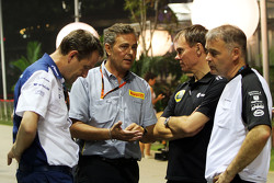 Steve Nielsen, Williams Sporting Manager with Mario Isola, Pirelli Racing Manager; Alan Permane, Lotus F1 Team Trackside Operations Director