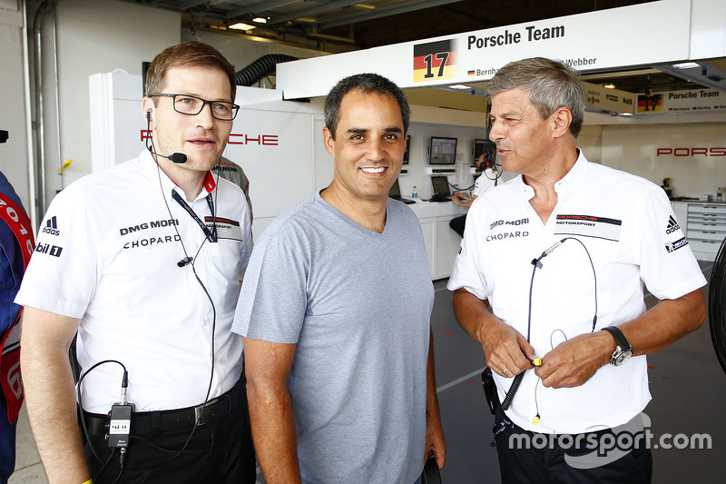 Andreas Seidl, team manager Porsche Team, Juan Pablo Montoya, Fritz Enzinger, LMP1 manager