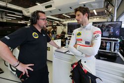 Julien Simon-Chautemps, Romain Grosjean race engineer, Lotus F1 Team and Romain Grosjean, Lotus F1 Team