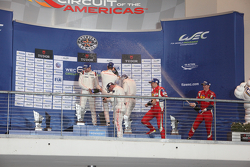 LMGTE Pro podium: winners Richard Lietz, Michael Christensen, Porsche Team, second place Frédéric Makowiecki, Patrick Pilet, Porsche Team, third place Davide Rigon, James Calado, AF Corse