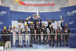 LMP2 podium: winners Roman Rusinov, Julien Canal, Sam Bird, G-Drive Racing, second place Matthew Howson, Richard Bradley, Nicolas Lapierre, KCMG, third place Ricardo Gonzalez, Pipo Derani, Gustavo Yacaman, G-Drive Racing