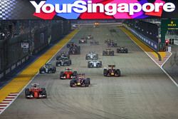 Sebastian Vettel, Ferrari SF15-T, larga bem e mantém a liderança