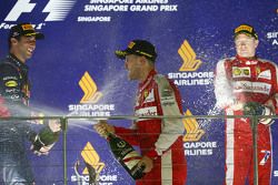 Podium: winner Sebastian Vettel, Ferrari, second place Daniel Ricciardo, Red Bull Racing, third place Kimi Raikkonen, Ferrari
