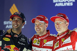 Podium: winner Sebastian Vettel, Ferrari, second place Daniel Ricciardo, Red Bull Racing, third plac
