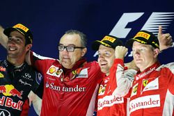 Podium: winner Sebastian Vettel, Ferrari, second place Daniel Ricciardo, Red Bull Racing, third place Kimi Raikkonen, Ferrari