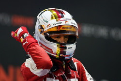 Race winner Sebastian Vettel, Ferrari celebrates in parc ferme