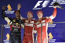 Podium: race winner Sebastian Vettel, Ferrari, second place Daniel Ricciardo, Red Bull Racing, third place Kimi Raikkonen, Ferrari