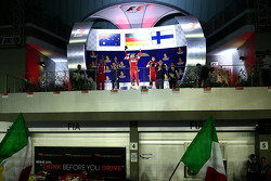 Podium: race winner Sebastian Vettel, Ferrari, second place Daniel Ricciardo, Red Bull Racing, third place Kimi Raikkonen, Ferrari