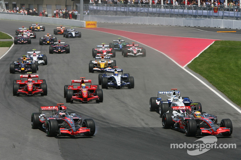 Start, Lewis Hamilton, McLaren Mercedes, MP4-22, ve Fernando Alonso, McLaren Mercedes, MP4-22, Nick Heidfeld, BMW Sauber F1 Team, F3.07