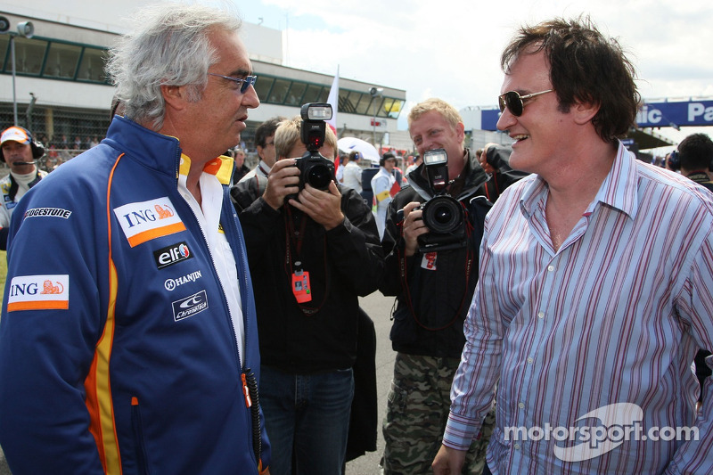 Flavio Briatore, Renault-Teamchef, mit Quentin Tarantino, Regisseur