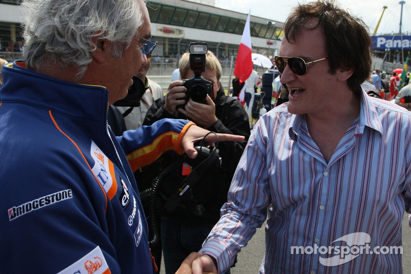 Flavio Briatore, director de Renault F1 Team, con Quentin Tarantino, director de cine