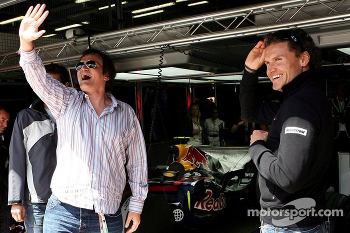 Quentin Tarantino, director de cine y David Coulthard, Red Bull Racing