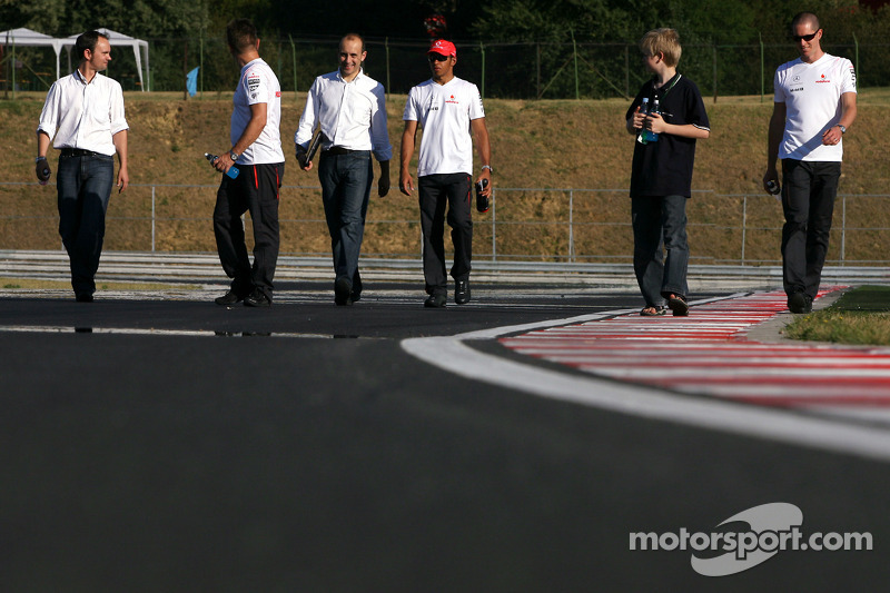 Track walk: Lewis Hamilton, McLaren Mercedes