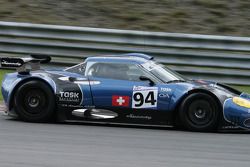 Discesa verso Pouhon: #94 Speedy Racing Team Spyker C8 Spyder GT2R: Andrea Belicchi, Andrea Chiesa,