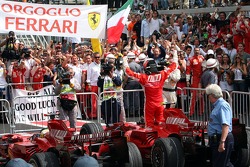 Race winner and 2007 World Champion Kimi Raikkonen and Felipe Massa