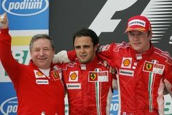 Podium: race winner and 2007 World Champion Kimi Raikkonen, second place Felipe Massa, and Jean Todt