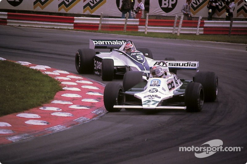 Alan Jones leads Nelson Piquet