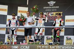 Podio: il vincitore Michael Ruben Rinaldi, San Carlo Team Italia, il secondo classificato Augusto Fernandez, PATA-Honda Junior Team, il terzo classificato Davide Stirpe, Scuderia Maran.ga. Racing