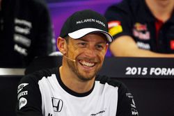 Jenson Button, McLaren na coletiva de imprensa da FIA